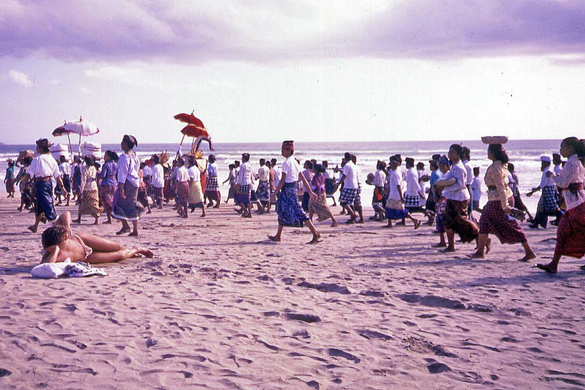 Procession at the beach on Bali