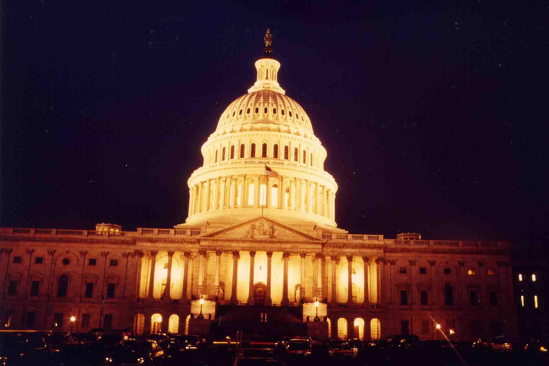 Capitol in Washington DC by night