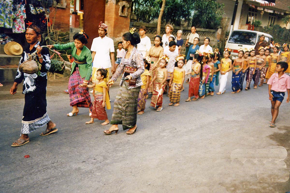 Procession in a street on Bali